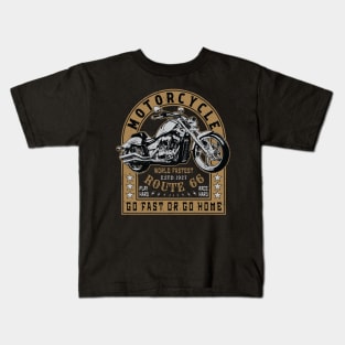 Retro Route 66 Motorcycle Ride Kids T-Shirt